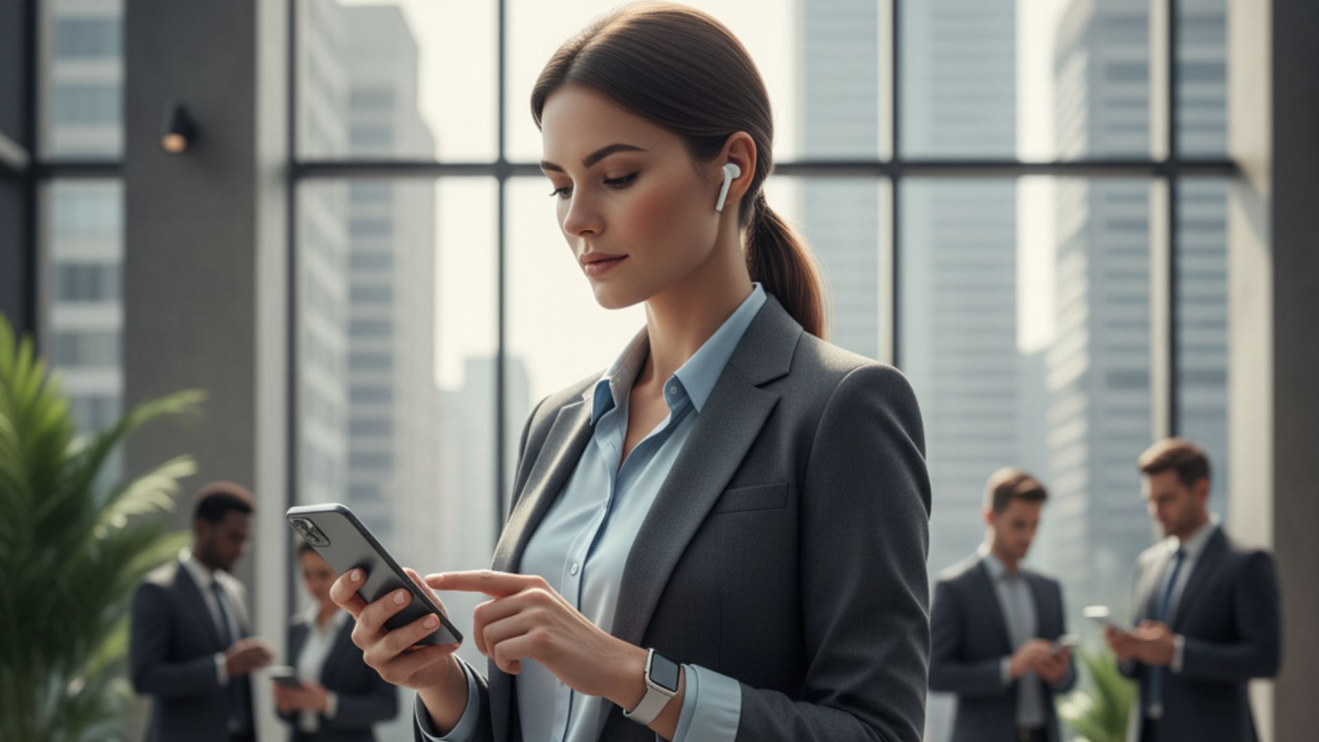 A woman checking her phone